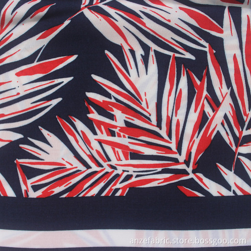 Maple Leaf Pattern Fabric 100% Rayon Poplin Fabric
